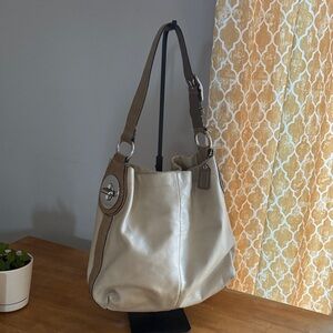 Coach Penelope 2011 Cream and Tan Snakeskin Leather Shoulder Bag